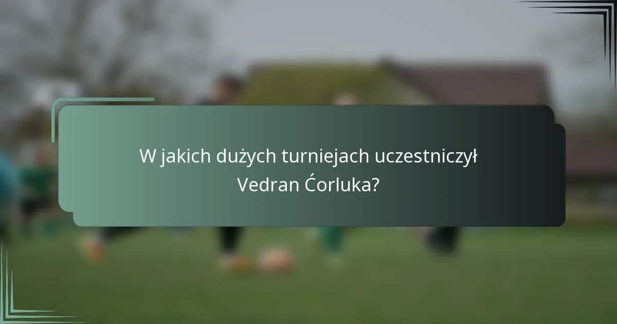 W jakich dużych turniejach uczestniczył Vedran Ćorluka?
