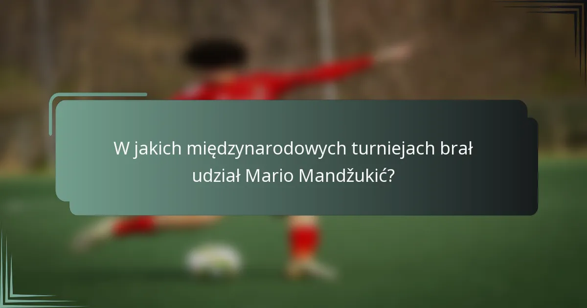 W jakich międzynarodowych turniejach brał udział Mario Mandžukić?